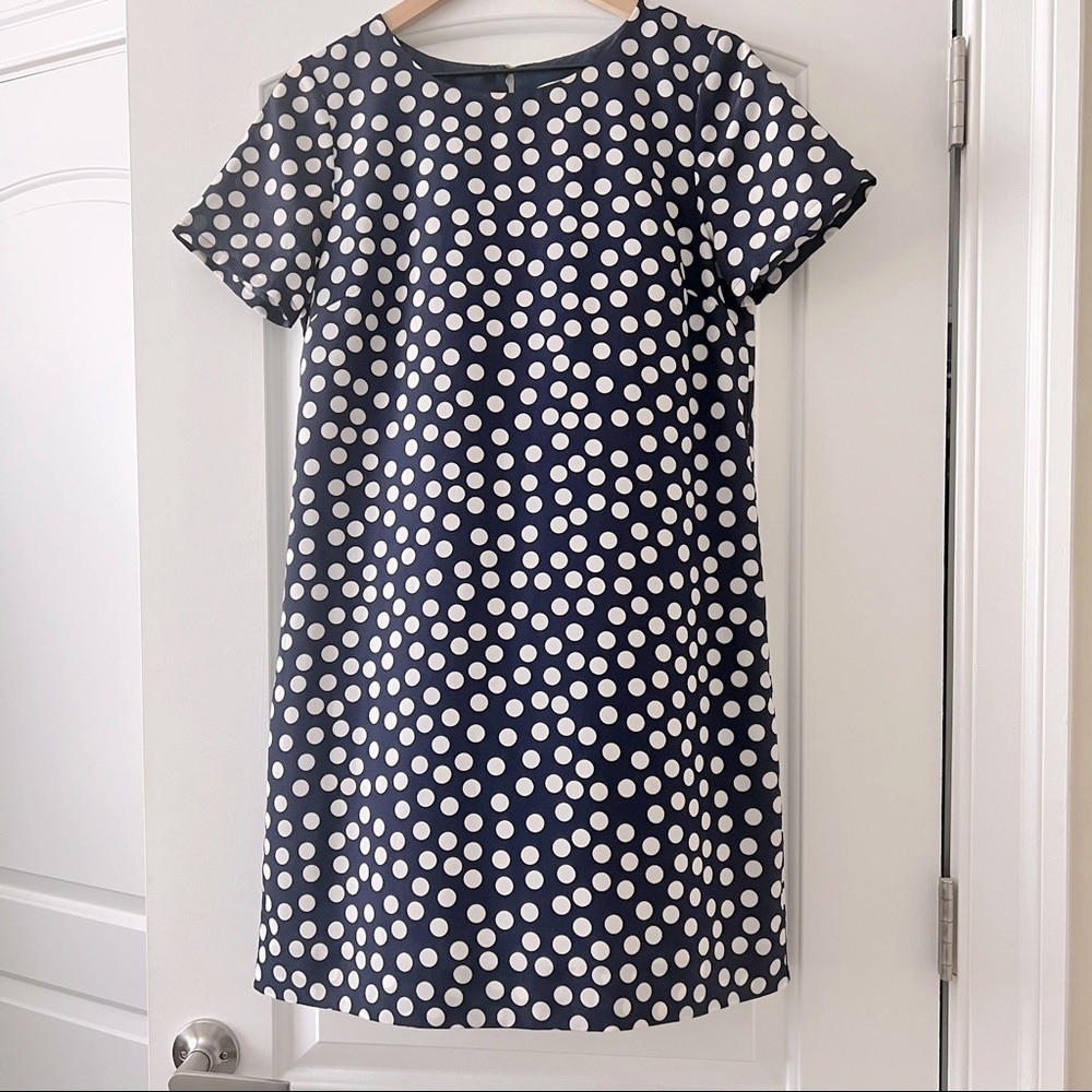 JCrew Navy Polka Dot Shift Dress - great condition